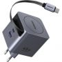 Зарядное устройство UGREEN X614(65822),выдв каб,45W GaN,USB-C&A,сер косм
