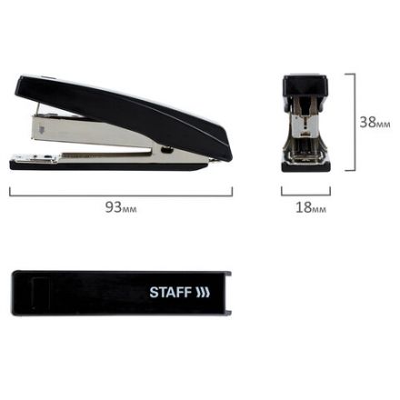 Степлер №10 STAFF "Basic", до 10 листов, с антистеплером, черный, 224625 Степлер №10 STAFF "Basic", до 10 листов, с антистеплером, черный, 224625