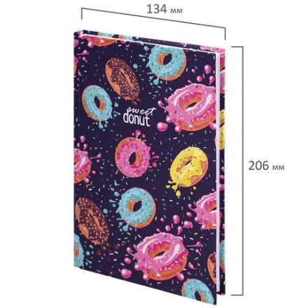 Блокнот А5 (134х206 мм), 80 л., твёрдый, клетка, выборочный лак, BRAUBERG KIDS, "Donuts", 114425 Блокнот А5 (134х206 мм), 80 л., твёрдый, клетка, выборочный лак, BRAUBERG KIDS, "Donuts", 114425
