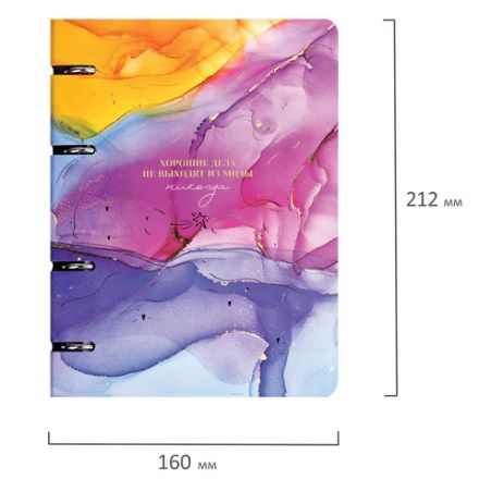 Тетрадь на кольцах А5 160х212 мм, 120 листов, картон, фольга, клетка, BRAUBERG, "Liquid art", 404738 Тетрадь на кольцах А5 160х212 мм, 120 листов, картон, фольга, клетка, BRAUBERG, "Liquid art", 404738