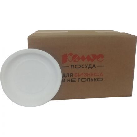 Тарелка одноразовая 21см, белая, 500шт/кор