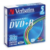 Диск DVD+R Verbatim 4,7 GB 16x (5 штук в упаковке)