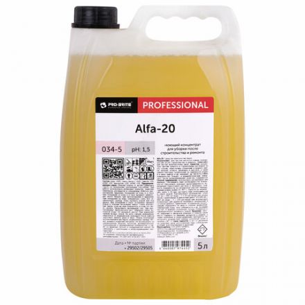Средство для уборки после строительства моющее, 5 л, PRO-BRITE ALFA-20, кислотное, концентрат, 034-5 Средство для уборки после строительства моющее, 5 л, PRO-BRITE ALFA-20, кислотное, концентрат, 034-5
