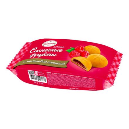 Печенье сдобное БРЯНКОНФИ "Солнечные фрукты" с малиновой начинкой, 500 г, УТ-00030150