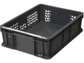Ящик 400х300х120 перфорированный, с внешней ручкой  чёрный