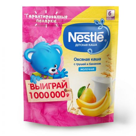 Каша молочная Nestle мультизл. овс. с груш. и банан. с бифидоб.BL (6м),220г