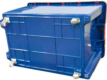 Ящик п/э 600х400х350 сплошной, Safe PRO цв. синий с оранжевой крышкой на колесах Ящик п/э 600х400х350 сплошной, Safe PRO цв. синий с оранжевой крышкой на колесах