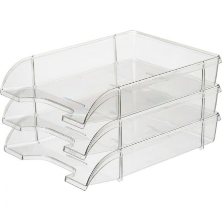 Лоток для бумаг горизонтальный Attache Триколор прозрачный