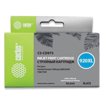 Картридж струйный CACTUS (CS-CD975) для HP Officejet 6000/6500/7000, черный Картридж струйный CACTUS (CS-CD975) для HP Officejet 6000/6500/7000, черный