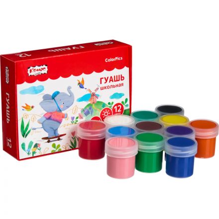 Гуашь №1 School ColorPics набор 12 цв, 20 мл Гуашь №1 School ColorPics набор 12 цв, 20 мл