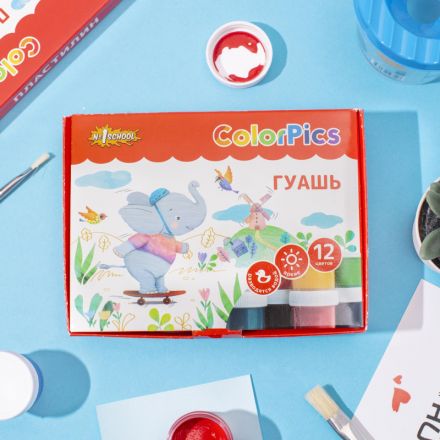 Гуашь №1 School ColorPics набор 12 цв, 20 мл Гуашь №1 School ColorPics набор 12 цв, 20 мл
