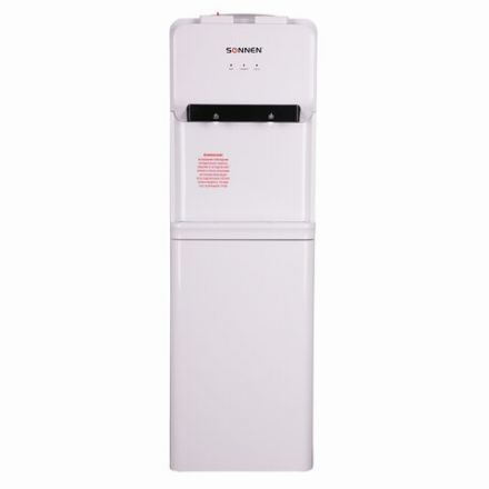 Кулер для воды SONNEN FE-02, напольный, НАГРЕВ/ОХЛАЖДЕНИЕ ЭЛЕКТРОННОЕ, 2 крана, белый, 454996