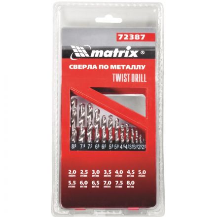 Набор сверл по металлу Matrix 13шт, 2-8мм, HSS, цил. хвостовик (72387) Набор сверл по металлу Matrix 13шт, 2-8мм, HSS, цил. хвостовик (72387)