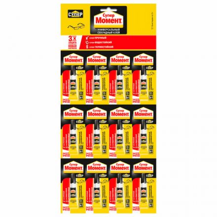 Клей моментальный Супер МОМЕНТ, 3 г, отрывная мультикарта, 1305649 Клей моментальный Супер МОМЕНТ, 3 г, отрывная мультикарта, 1305649