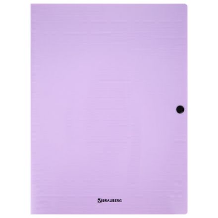 Папка на кнопке пластиковая BRAUBERG "PASTEL", А4, 3 клапана, 600 мкм, цвета ассорти, 272886