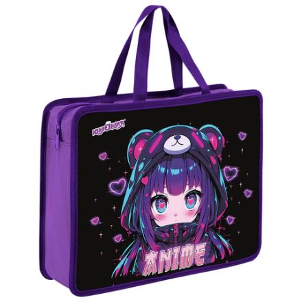 Папка на молнии с ручками ЮНЛАНДИЯ А4, 1 отделение, пластик, 80 мм, "Anime fan", 273362 Папка на молнии с ручками ЮНЛАНДИЯ А4, 1 отделение, пластик, 80 мм, "Anime fan", 273362