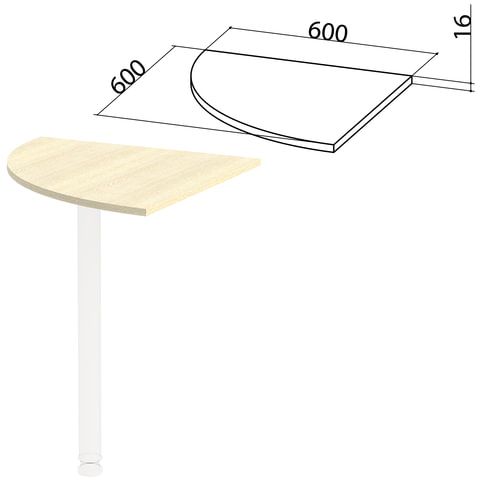 Стол приставной угловой "Канц", 600х600х750 мм, БЕЗ ОПОРЫ, цвет дуб молочный, ПК34.15