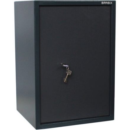 Сейф BRABIX "КМ-620Т", 620х430х375 мм, 35 кг, ключевой замок + полка, трейзер, крепление к стене, 291167