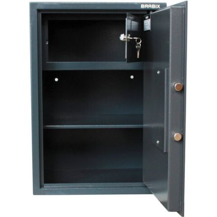 Сейф BRABIX "КМ-620Т", 620х430х375 мм, 35 кг, ключевой замок + полка, трейзер, крепление к стене, 291167