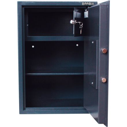 Сейф BRABIX "КМ-620Т", 620х430х375 мм, 35 кг, ключевой замок + полка, трейзер, крепление к стене, 291167