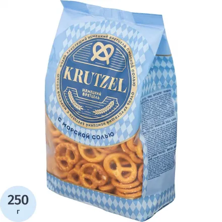 Крекер крендельки Krutzel Бретцель с солью, 250 г ПК015