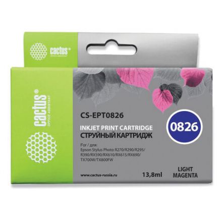 Картридж струйный CACTUS (CS-EPT0826) для EPSON Stylus R270/R390/ RX590, светло-пурпурный Картридж струйный CACTUS (CS-EPT0826) для EPSON Stylus R270/R390/ RX590, светло-пурпурный