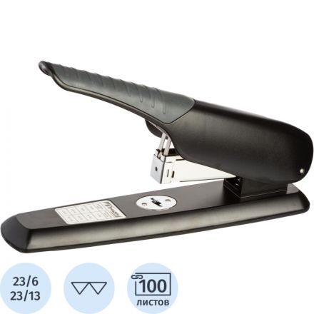 Степлер КОМУС 1159 (N23) до 100 лист. закрытое плоское сшивание черный Степлер КОМУС 1159 (N23) до 100 лист. закрытое плоское сшивание черный