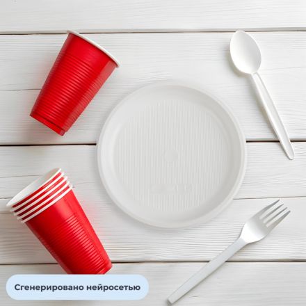 Тарелка одноразовая  d 205мм, белая, ПП 100шт/уп