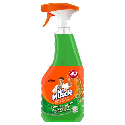 Средство для мытья стекол Mr.Muscle с нашатырным спиртом "Утренняя роса", 530мл, с курком