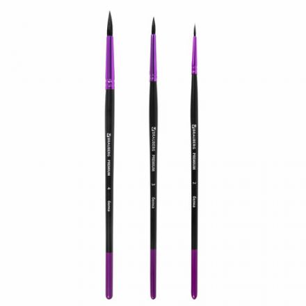 Кисти BRAUBERG PREMIUM, набор 3 шт. (беличьи круглые № 2, 3, 4), блистер, 201020 Кисти BRAUBERG PREMIUM, набор 3 шт. (беличьи круглые № 2, 3, 4), блистер, 201020