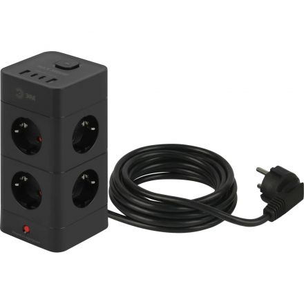 Сетевой фильтр ЭРА TWR-8es-1,5m-4USB-B 16А черный (Б0069072) Сетевой фильтр ЭРА TWR-8es-1,5m-4USB-B 16А черный (Б0069072)