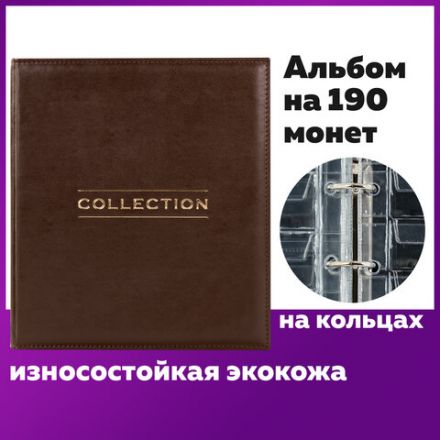 Альбом нумизмата из экокожи для монет и купюр OPTIMA, 245х270 мм, со стартовым комплектом, STAFF, 238075 Альбом нумизмата из экокожи для монет и купюр OPTIMA, 245х270 мм, со стартовым комплектом, STAFF, 238075