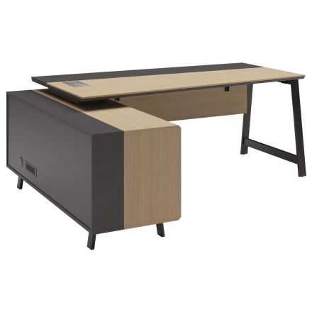 Стол Avizo с тумбой слева Ш200 розет.блок д.парма/графит145S003