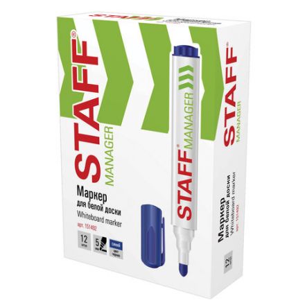 Маркер стираемый для белой доски СИНИЙ, STAFF "Manager" WBM-491, 5 мм, с клипом, 151492 Маркер стираемый для белой доски СИНИЙ, STAFF "Manager" WBM-491, 5 мм, с клипом, 151492