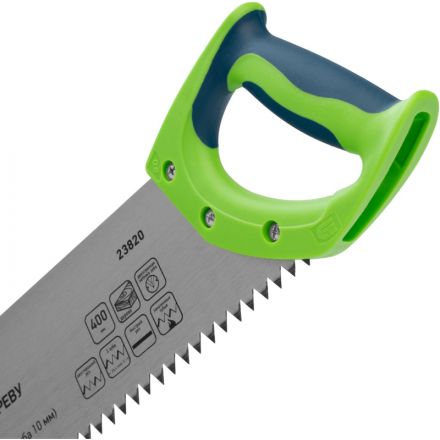 Ножовка по дереву 400 мм 7-8 TPI зуб 2D каленый зуб Сибртех Зубец 23810