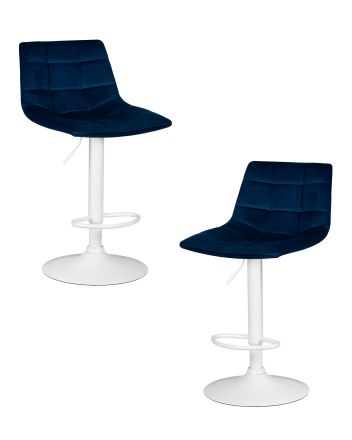Набор 2 шт Стул барный DOBRIN TAILOR WHITE, синий велюр (MJ9-117)