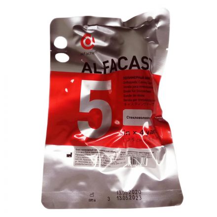 Бинт полимерный, ортопед, стекловолокно, 12,5смх3,6м Alfacast 5, белый Бинт полимерный, ортопед, стекловолокно, 12,5смх3,6м Alfacast 5, белый