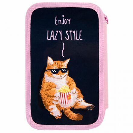 Пенал ПИФАГОР, 3 отделения, ламинированный картон, 19х11 см, "Lazy cat", 272252 Пенал ПИФАГОР, 3 отделения, ламинированный картон, 19х11 см, "Lazy cat", 272252