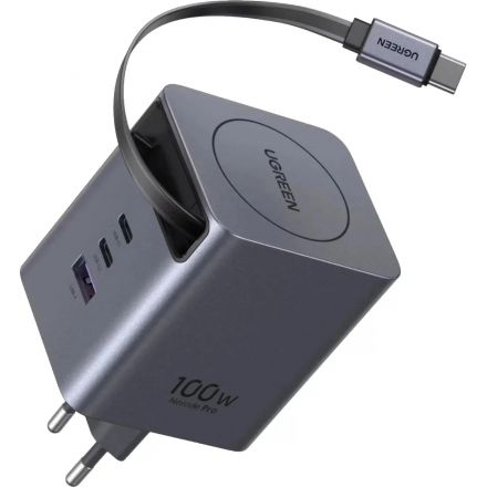 Зарядное устройство UGREEN X616 (65828),выдв каб,100W GaN,USB-C&A,сер косм Зарядное устройство UGREEN X616 (65828),выдв каб,100W GaN,USB-C&A,сер косм