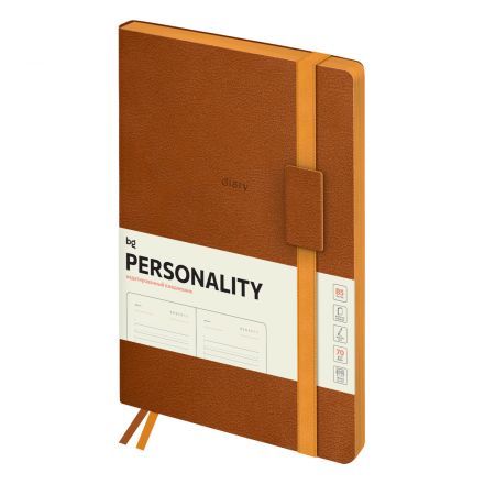 Ежедневник недатированный, B5, 136л., мягкий переплет, кожзам, BG "Personality. Brown", коричневый, цветной срез, на резинке, карман Ежедневник недатированный, B5, 136л., мягкий переплет, кожзам, BG "Personality. Brown", коричневый, цветной срез, на резинке, карман