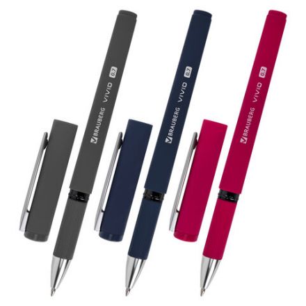 Ручки шариковые с грипом BRAUBERG "VIVID", НАБОР 3 ШТУКИ, СИНИЕ, SOFT TOUCH покрытие, узел 0,7 мм, линия письма 0,35 мм, 144401 Ручки шариковые с грипом BRAUBERG "VIVID", НАБОР 3 ШТУКИ, СИНИЕ, SOFT TOUCH покрытие, узел 0,7 мм, линия письма 0,35 мм, 144401
