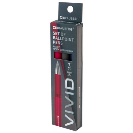Ручки шариковые с грипом BRAUBERG "VIVID", НАБОР 3 ШТУКИ, СИНИЕ, SOFT TOUCH покрытие, узел 0,7 мм, линия письма 0,35 мм, 144401 Ручки шариковые с грипом BRAUBERG "VIVID", НАБОР 3 ШТУКИ, СИНИЕ, SOFT TOUCH покрытие, узел 0,7 мм, линия письма 0,35 мм, 144401