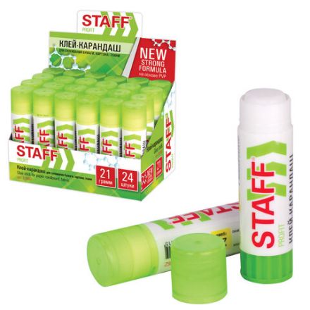 Клей-карандаш УСИЛЕННЫЙ STAFF Profit, 21 г, PVP-основа, 228662 Клей-карандаш УСИЛЕННЫЙ STAFF Profit, 21 г, PVP-основа, 228662