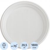 Тарелка одноразовая d=205мм, белая, ПС 1800 шт/кор (1273708)