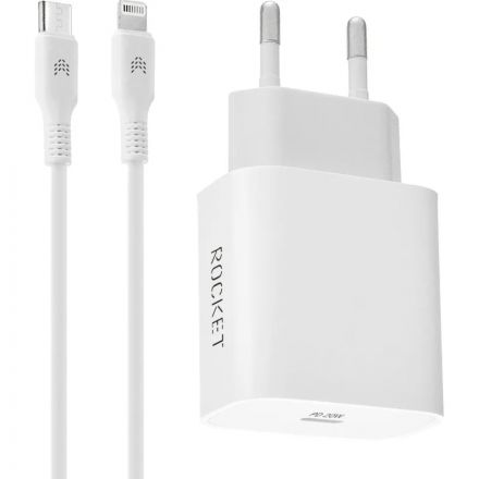 Зарядное устройство сетевое 20W USB-C+Light.RocketSp.Combo(RWCC504WH20CL-C)