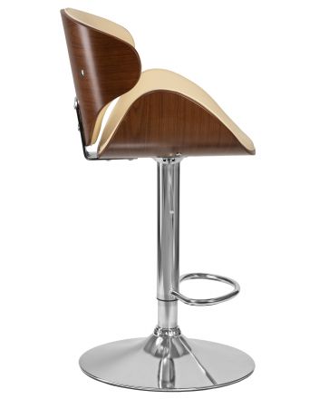 Стул барный DOBRIN KARTER, коричневое дерево, кремовый