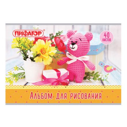 Альбом для рисования А4 40л,гребень,перфорация Любимцы 004142 в ассорт