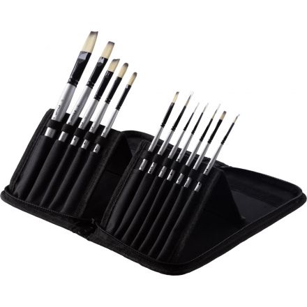 Набор кистей худож Комус Арт,синт.сред.жестк,корот.ручка,черн.кейс,12шт/наб Набор кистей худож Комус Арт,синт.сред.жестк,корот.ручка,черн.кейс,12шт/наб