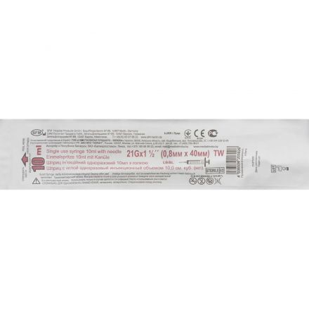 Шприц 3-комп. однораз. 10мл LS 21G(0,8x40) над. 100шт/уп SFM Шприц 3-комп. однораз. 10мл LS 21G(0,8x40) над. 100шт/уп SFM