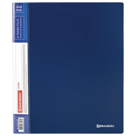 Папка на 4 кольцах, ширина 40 мм, BRAUBERG EXTRA, до 300 листов, СИНЯЯ, 0,8 мм, 270548 Папка на 4 кольцах, ширина 40 мм, BRAUBERG EXTRA, до 300 листов, СИНЯЯ, 0,8 мм, 270548